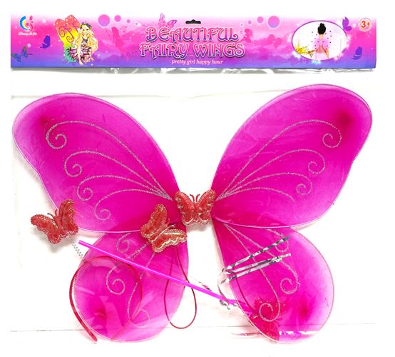 BEAUTIFUL FAIRY WINGS WITH WAND AND HAIRBAND ASSORTMENT
