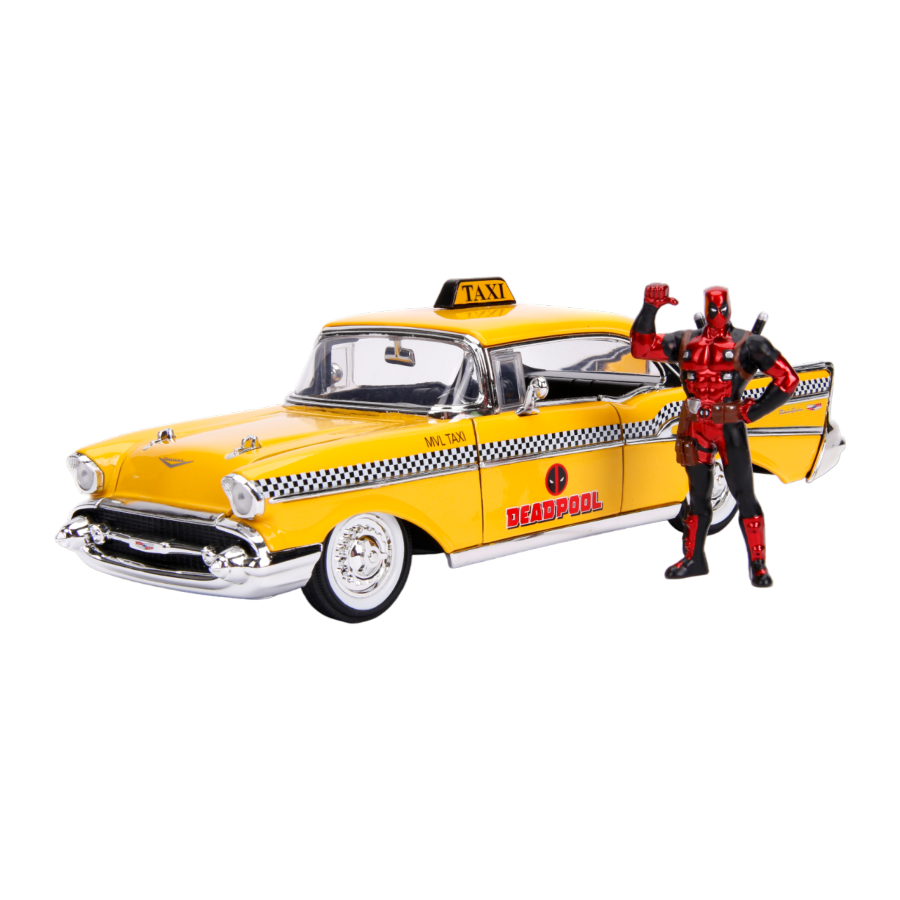 Deadpool (comics) - 1957 Chevy Bel Air Taxi 1:24 Hoolywood Ride Diecast Vehicle with Deadpool