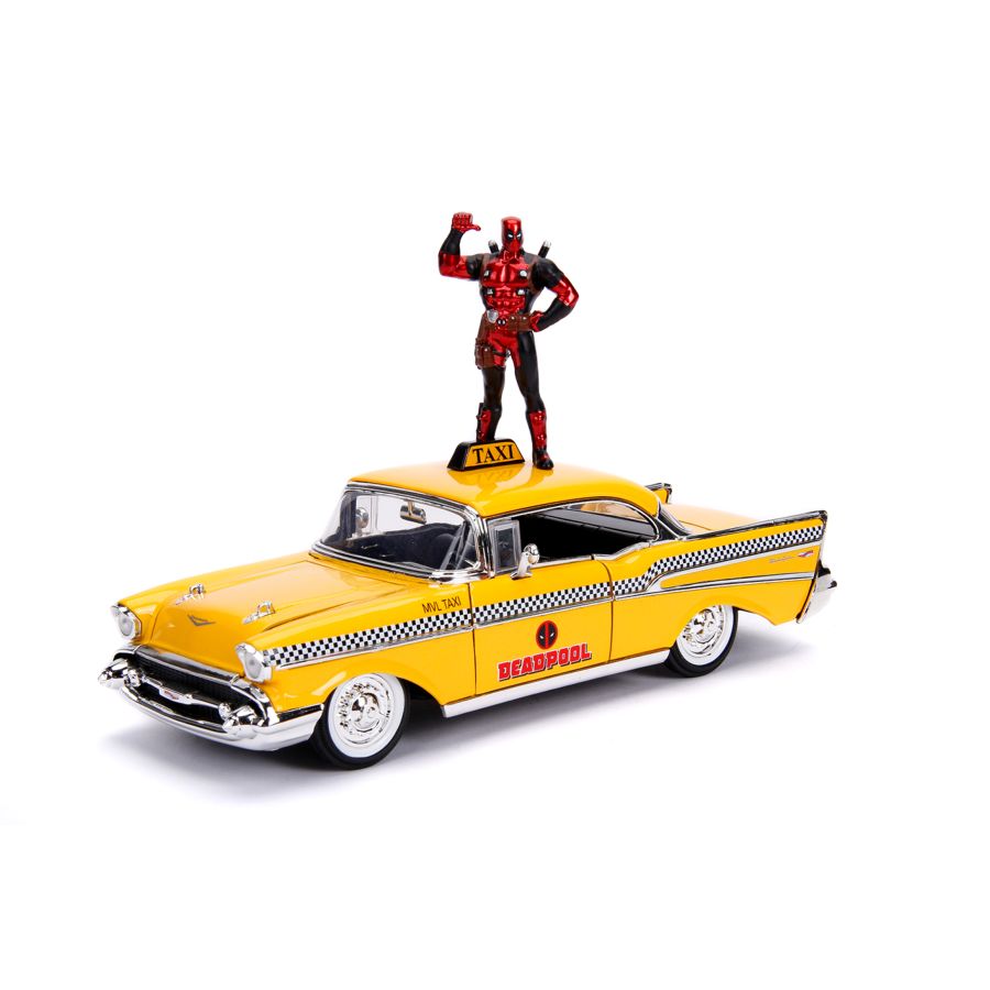 Deadpool (comics) - 1957 Chevy Bel Air Taxi 1:24 Hoolywood Ride Diecast Vehicle with Deadpool