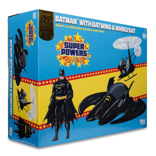 DC Direct Super Powers Gold Label Batman with Batwing & Whirlybat Black Suit 4.5 Inch Figure Multipack