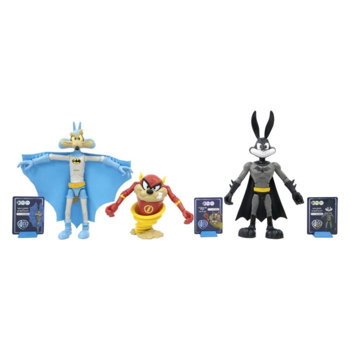 Looney Tunes x DC Comics - Bugs Bunny in Batman Outfit, Wile E. Coyote in Batman Outfit, & Tasmanian Devil in Flash Outfit WB100 Mashups Collector 7" Action Figure 3-Pack