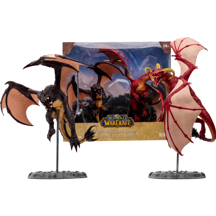World of Warcraft - Red Highland Drake & Black Proto-Drake 1/12 Scale Posed Figure 2-Pack