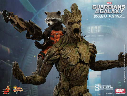 Hot Toys Mms254 1/6 Guardians Of The Galaxy Rocket And Groot Action Figure
