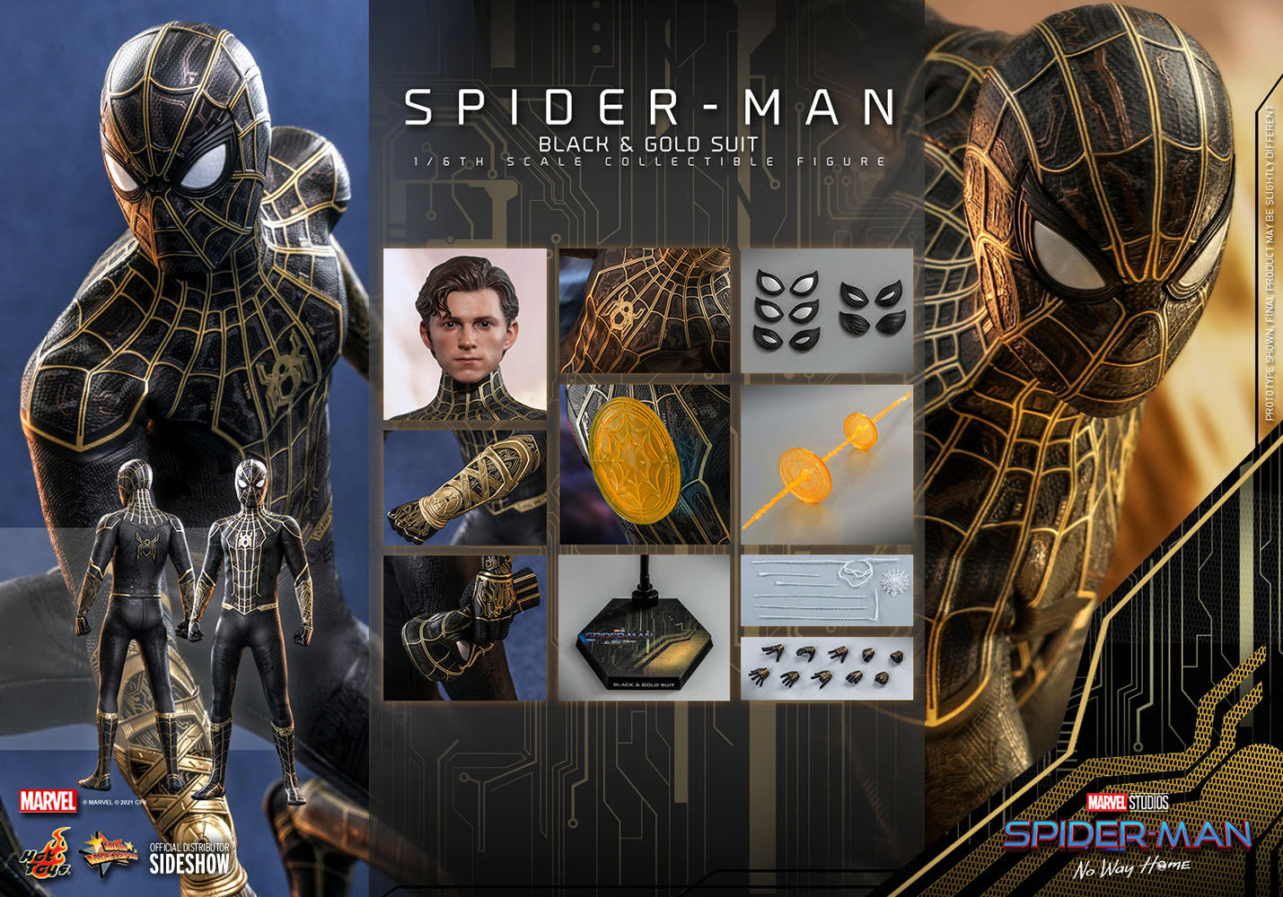 Spider-Man in Black & Gold Suit 1/6th Scale Hot Toys Action Figure
