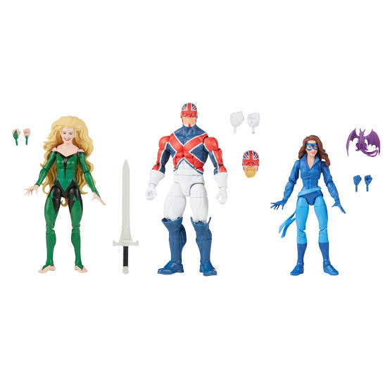 Hasbro - Set of 3 Figures Meggan, Captain Britain and Shadowcat X-Men Marvel Legends