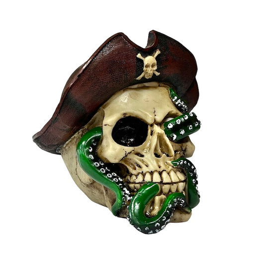 Pirate Captain Skull With Green Octopus