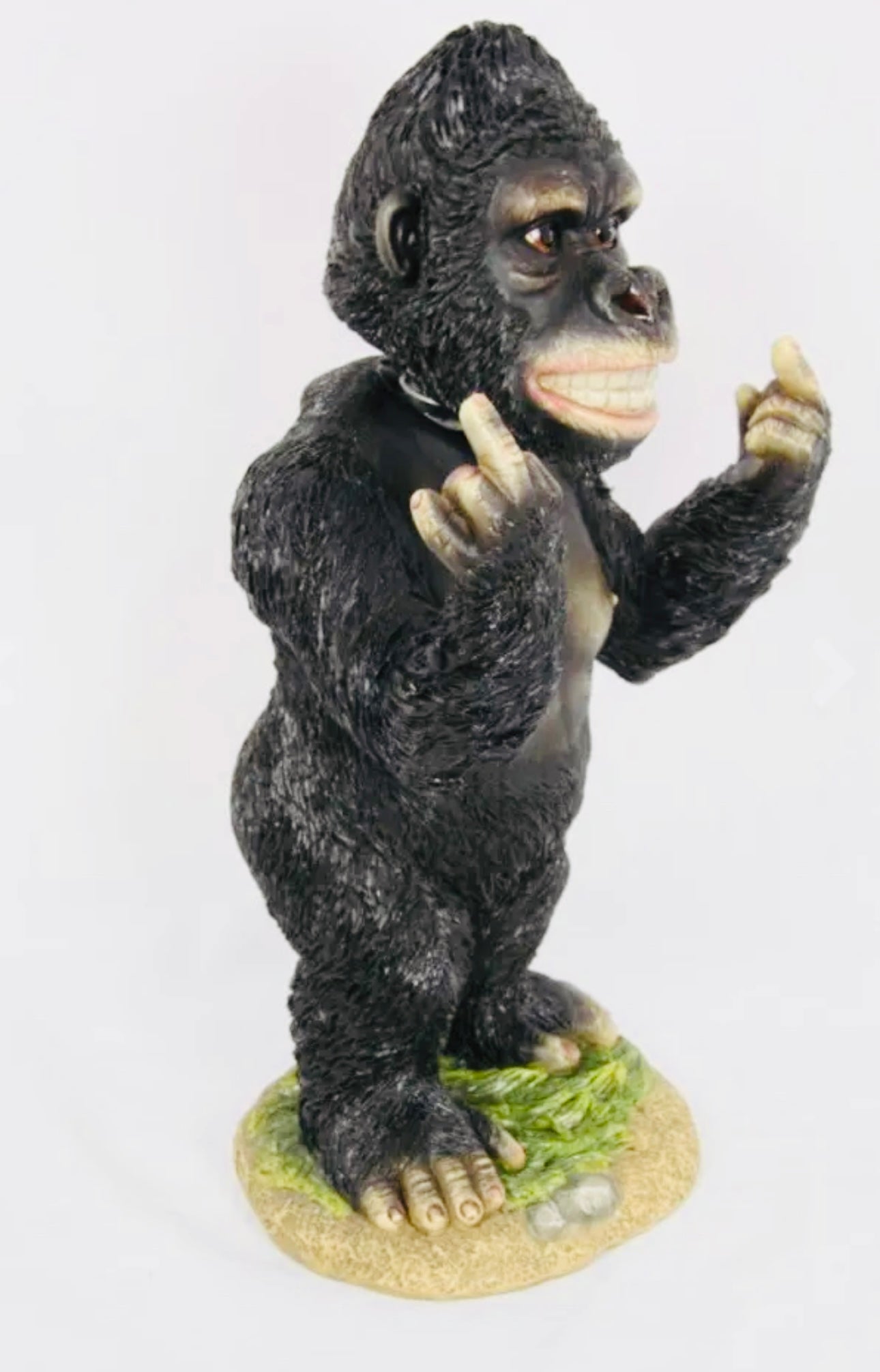 34cm Bobble Head Cheeky Rude Finger Gorilla Garden Ornament Figurine Statue Gift