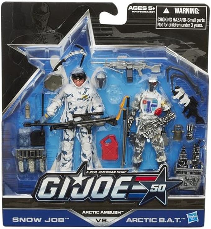 Hasbro G.I. Joe, 50th Anniversary Action Figure Set, Arctic Ambush [Snow Job vs. Arctic BAT], 3.75 Inches