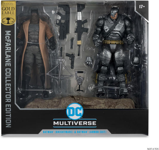 McFarlane DC Multiverse Batman (Knightmare) & Batman (Armor Suit) (Batman v Superman) 7in Figure Collector Edition 2pk #2 Gold Label