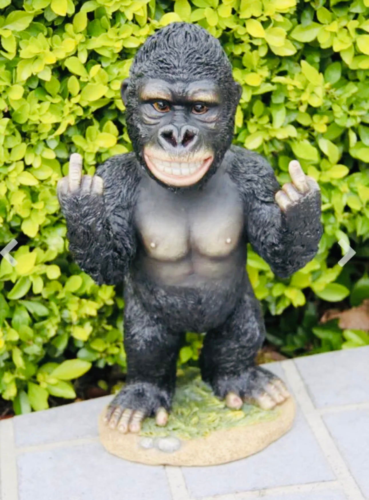 34cm Bobble Head Cheeky Rude Finger Gorilla Garden Ornament Figurine Statue Gift