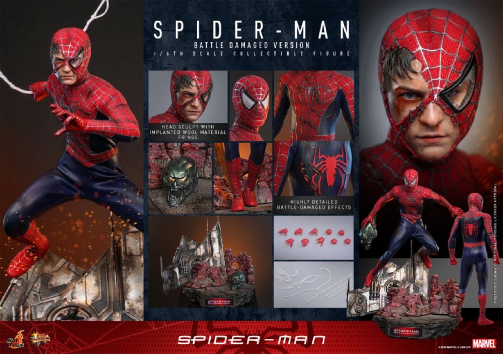 Spider-Man (2002) - Spider-Man (Battle Damaged Version) 1/6th Scale Hot Toys Action Figure **Pre-order**