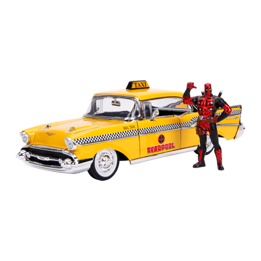 Deadpool (comics) - 1957 Chevy Bel Air Taxi 1:24 Hoolywood Ride Diecast Vehicle with Deadpool