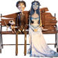 Corpse Bride - Victor and Emily on Bench 1:10 Scale Figure Set