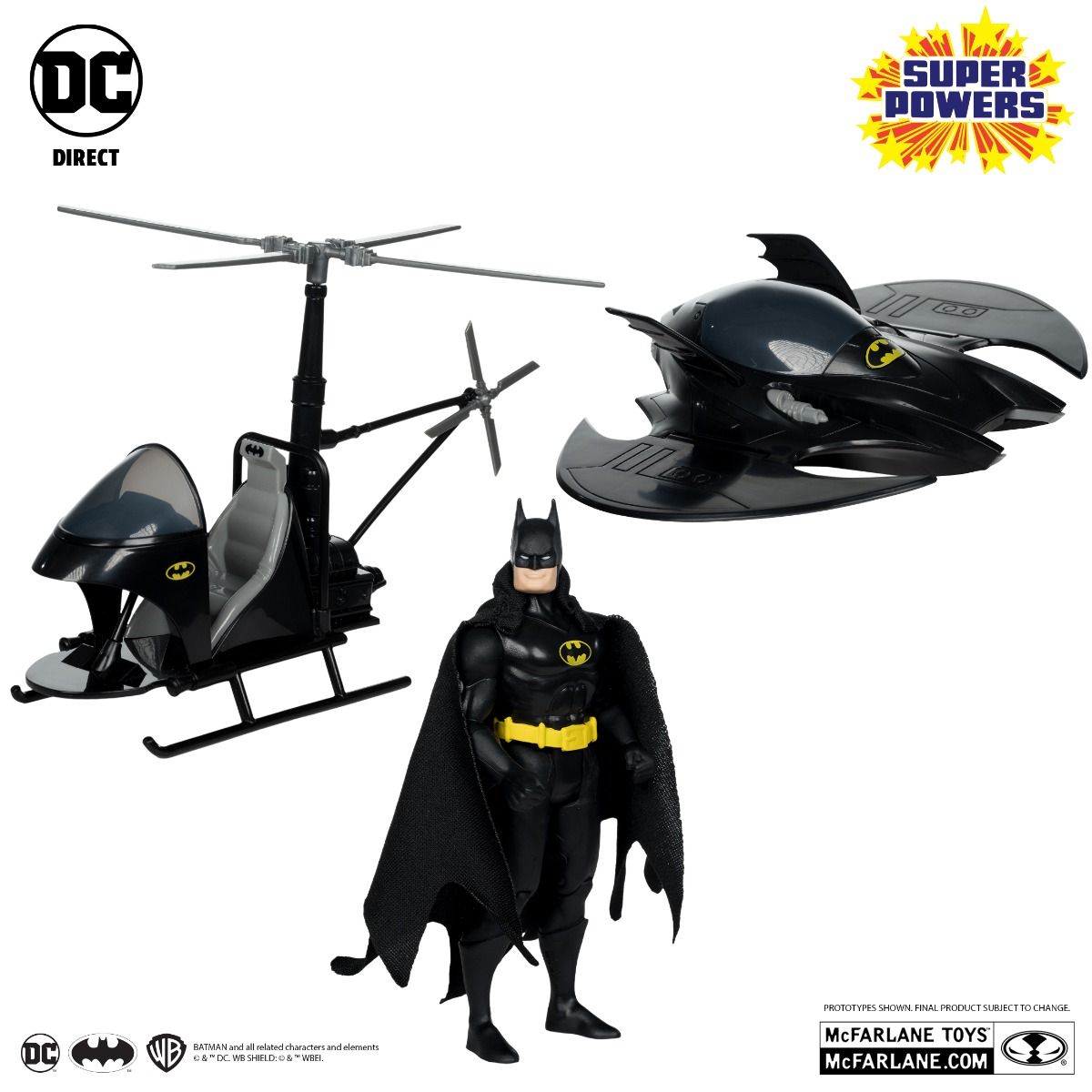 DC Direct Super Powers Gold Label Batman with Batwing & Whirlybat Black Suit 4.5 Inch Figure Multipack