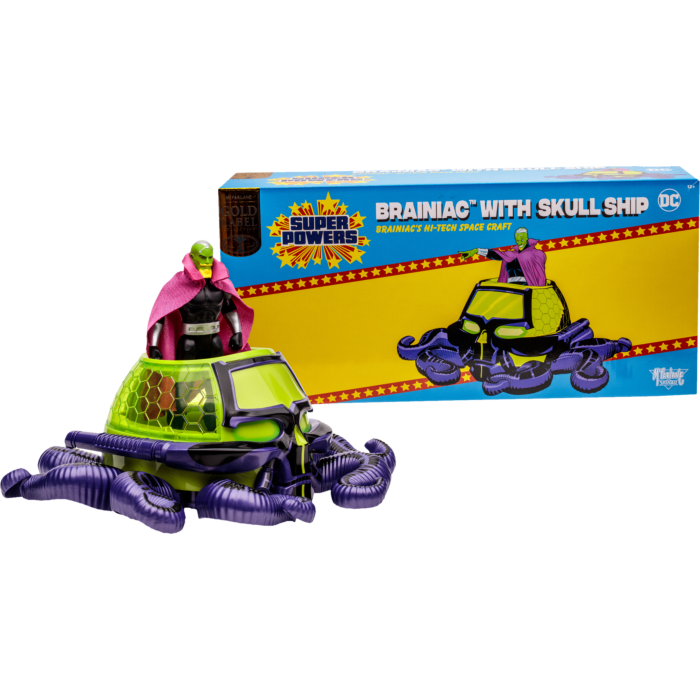 DC Super Powers - Brainiac with Skull Ship Gold Label 4.5" Scale Action Figure Vehicle 2-Pack