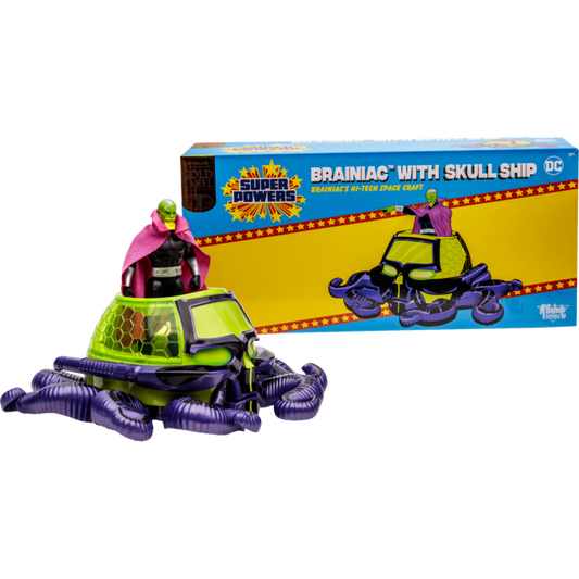 DC Super Powers - Brainiac with Skull Ship Gold Label 4.5" Scale Action Figure Vehicle 2-Pack