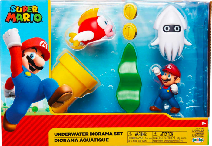 Super Mario - Underwater Diorama World of Nintendo 2.5” Scale Mini Figure Playset