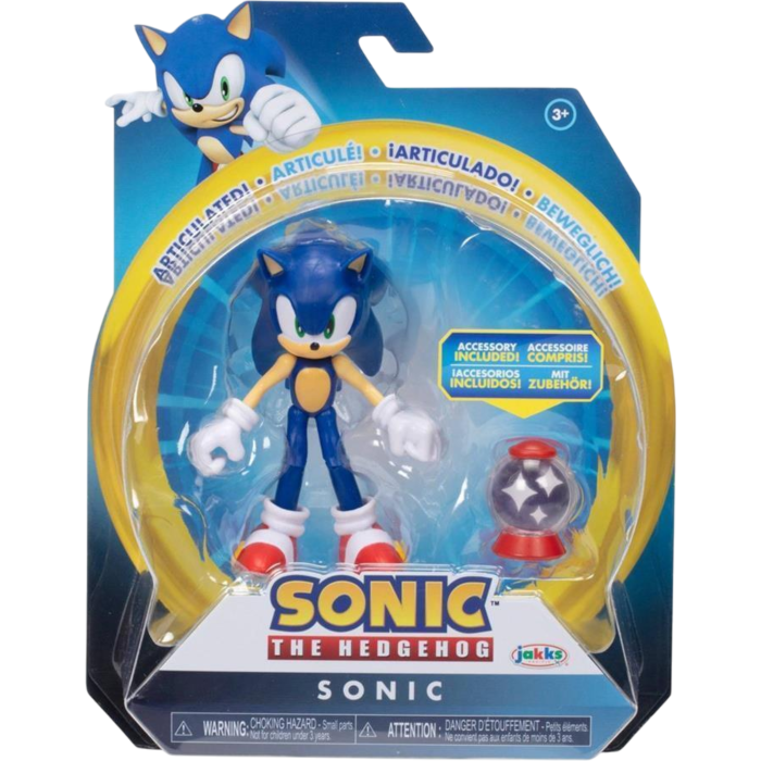 Sonic the Hedgehog - Sonic with Invincible Item Box 4" Scale Action Figure (Wave 18)