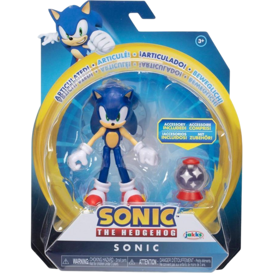 Sonic the Hedgehog - Sonic with Invincible Item Box 4" Scale Action Figure (Wave 18)