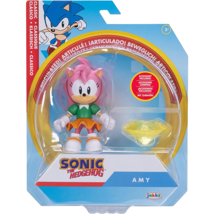 Sonic the Hedgehog - Classic Amy with Yellow Chaos Emerald 4" Scale Action Figure (Wave 18)