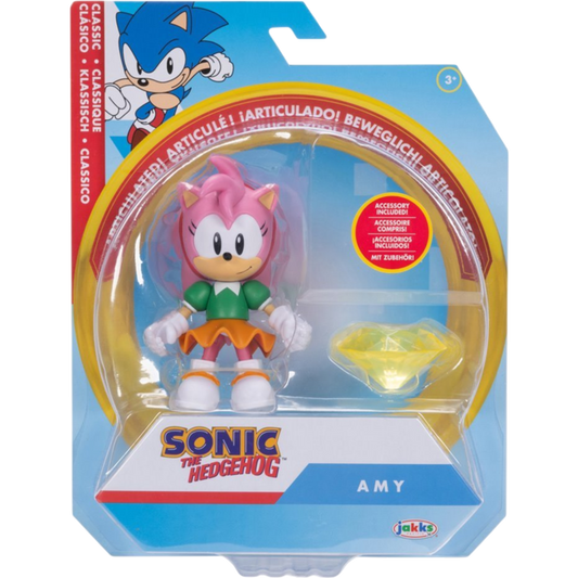 Sonic the Hedgehog - Classic Amy with Yellow Chaos Emerald 4" Scale Action Figure (Wave 18)