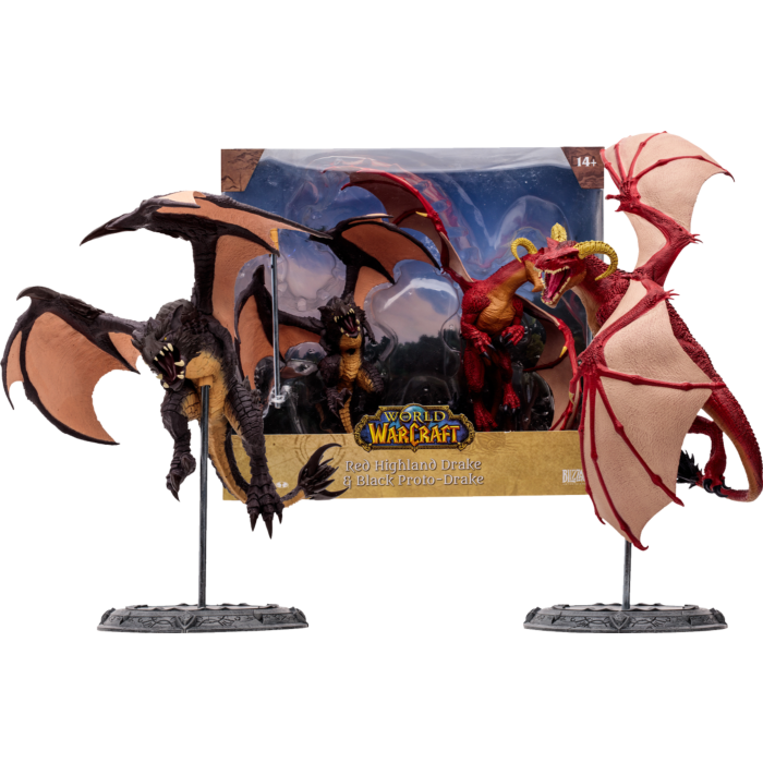 World of Warcraft - Red Highland Drake & Black Proto-Drake 1/12 Scale Posed Figure 2-Pack