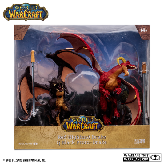 World of Warcraft - Red Highland Drake & Black Proto-Drake 1/12 Scale Posed Figure 2-Pack