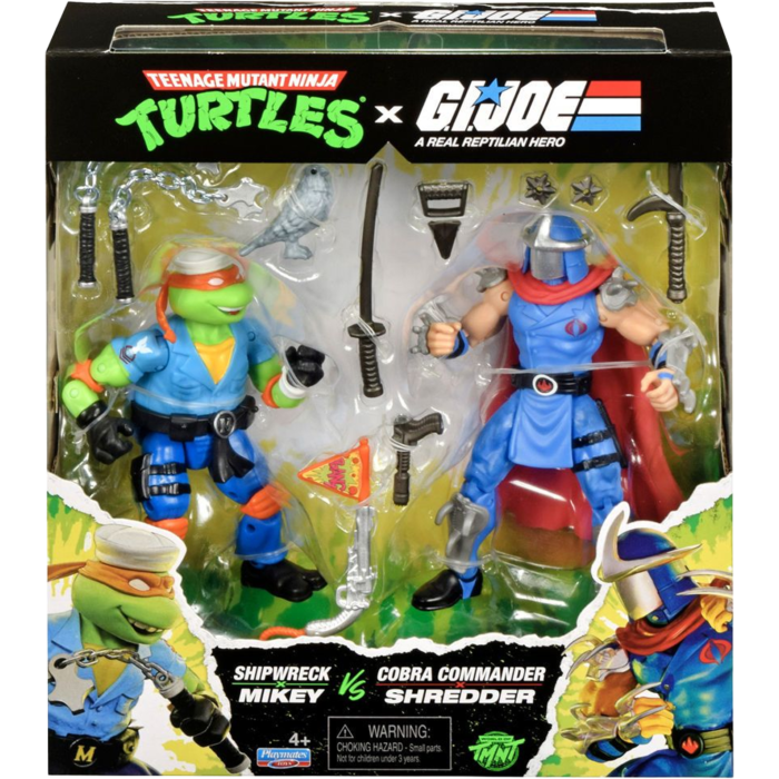 Teenage Mutant Ninja Turtles x G.I. Joe - Michelangelo as Shipwreck vs. Shredder as Cobra Commander 4.5" Scale Action Figure 2-Pack