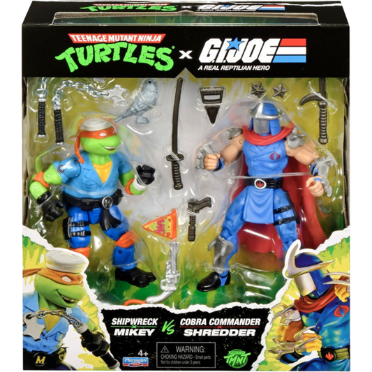 Teenage Mutant Ninja Turtles x G.I. Joe - Michelangelo as Shipwreck vs. Shredder as Cobra Commander 4.5" Scale Action Figure 2-Pack