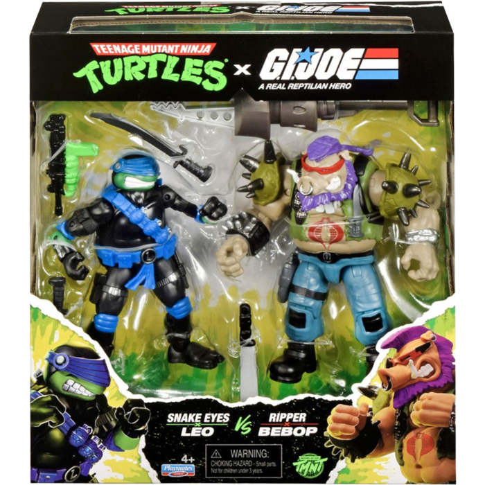 Teenage Mutant Ninja Turtles x G.I. Joe - Leonardo as Snake Eyes vs. Bebop as Ripper 4.5" Scale Action Figure 2-Pack