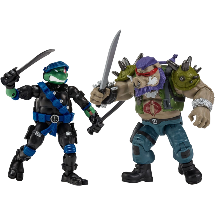 Teenage Mutant Ninja Turtles x G.I. Joe - Leonardo as Snake Eyes vs. Bebop as Ripper 4.5" Scale Action Figure 2-Pack