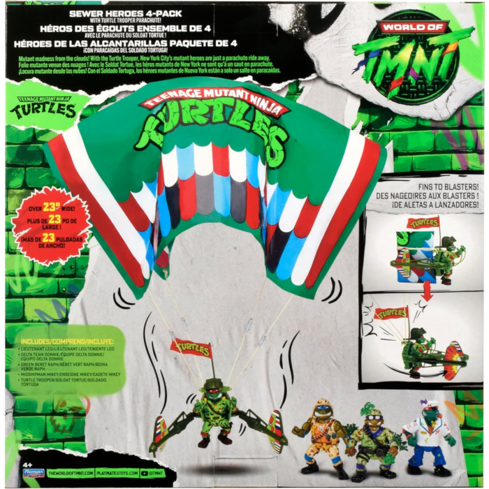 Teenage Mutant Ninja Turtles - Mutant Military Sewer Heroes with Turtle Trooper Parachute Retro Rotocast 4.5" Scale Action Figure 4-Pack