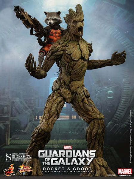 Hot Toys Mms254 1/6 Guardians Of The Galaxy Rocket And Groot Action Figure