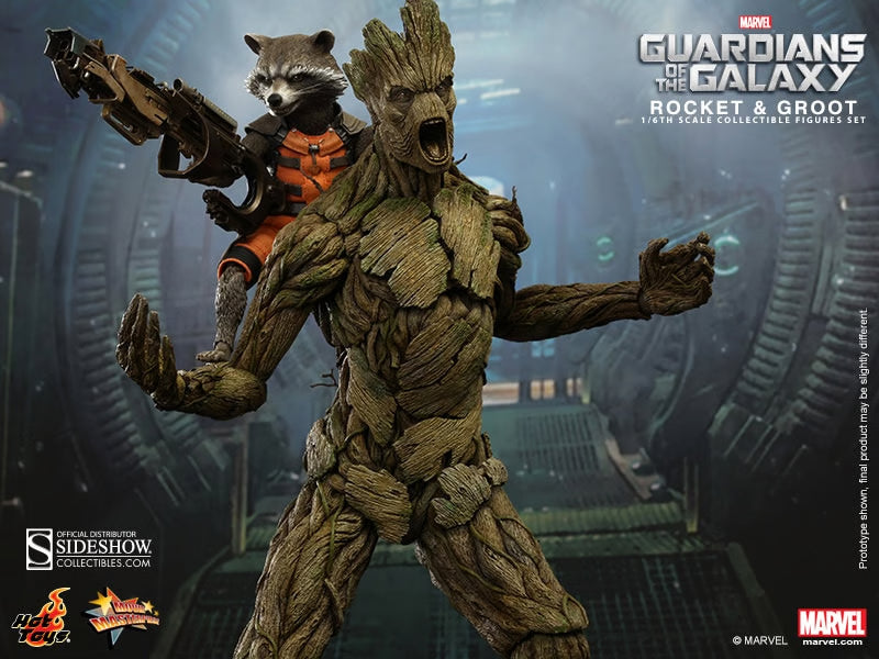 Hot Toys Mms254 1/6 Guardians Of The Galaxy Rocket And Groot Action Figure