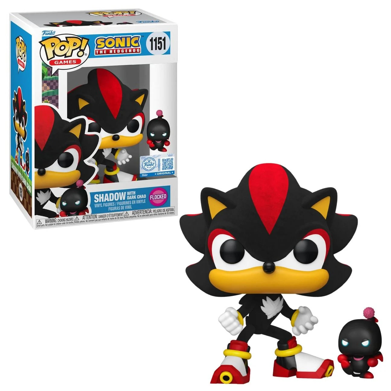 Sonic the Hedgehog Shadow with Dark Chao Flocked Funko POP! Vinyl