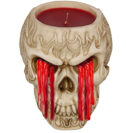 Skull Candle Weeping Tears of Blood (Cries Red Wax When Burning