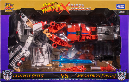 Transformers x Street Fighter II - Optimus Prime (Ryu) vs. Megatron (M. Bison) Collaborative Mash-Up Action Figure 2-Pack