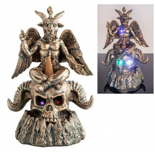 BAPHOMET ON LED DEMON SKULL BACKFLOW INCENSE BURNER