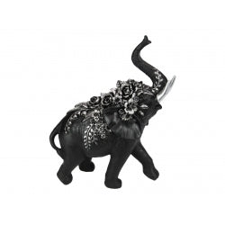 Black and Silver Floral Elephant