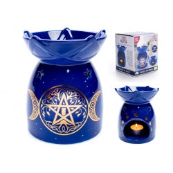 Pentacle of life design oil burner with pentacle bowl