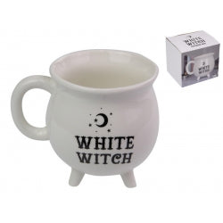 White witch cauldron mug
