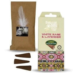 NATIVE SOUL WHITE SAGE & LAVENDER BACKFLOW CONES (JUMBO)