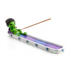 Stoned green alien incense holder