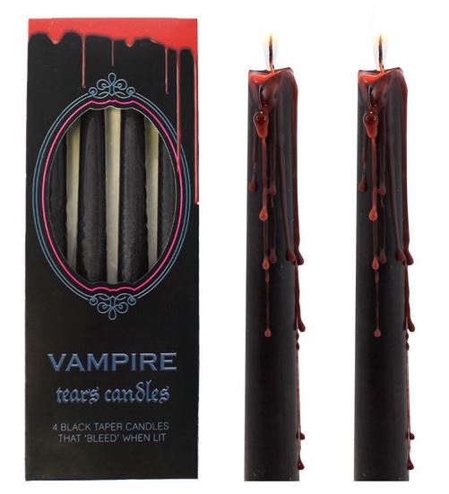 Pack of 4 Black Vampire Tears Candles (Bleeds Red Wax When Burning)