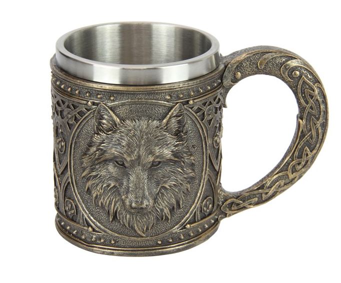 16cm Wolf Mug in Antique Finish